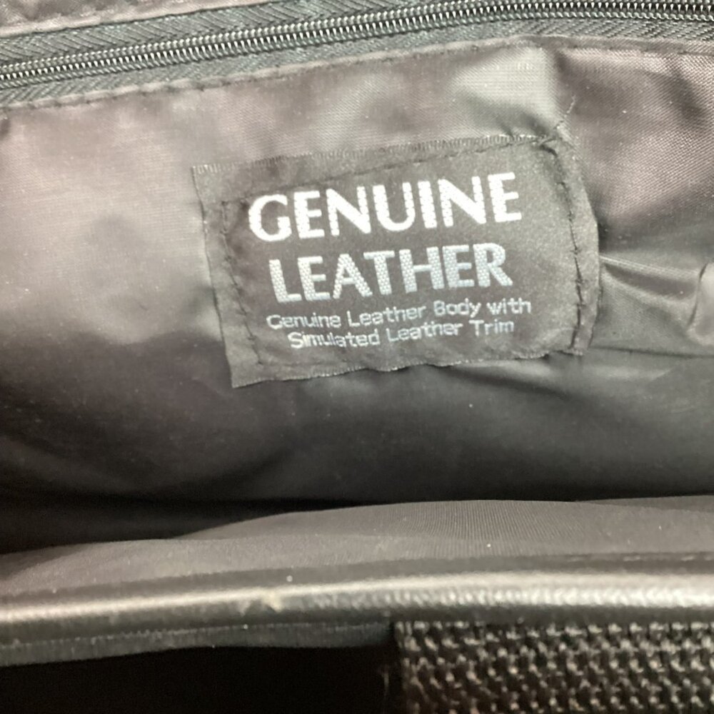 Genuine Leather Black Laptop Bag With Multiple Compartments & Handles - Picture 4 of 9